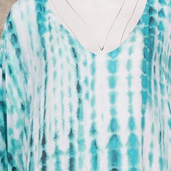 Multi Skye Blue Kimono Kaftan Dress Maxi 5⭐️Rated Soft Flowing Boho Maxi Coverup - Picture 6 of 7